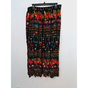 Stephanie Thomas Sport Vintage Women's Black Red Yellow Floral Skirt Size 18